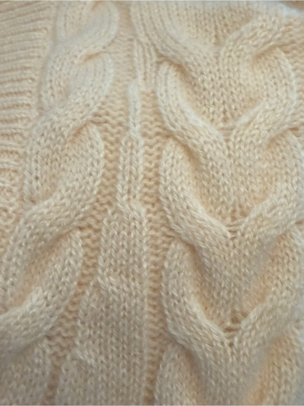 J. Crew Cashmere cropped cable-knit V-neck sweater cream ivory